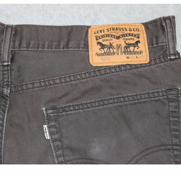 Levis Mens 505 Regular Fit Straight Leg Gray Denim Jeans‎ 36X30 - Picture 6 of 7